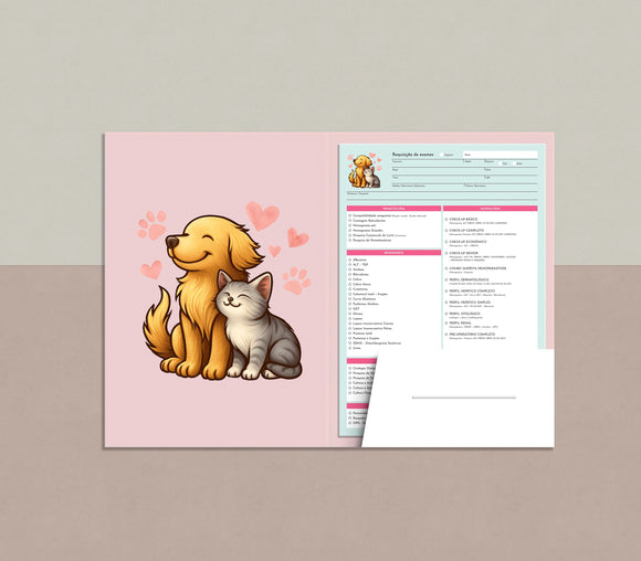 Pasta de luxo personalizada para clínica veterinária | Acabamentos de pastas veterinárias - exemplos Med Logos
