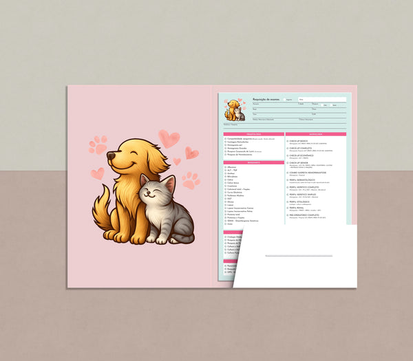 Pasta de luxo personalizada para clínica veterinária | Acabamentos de pastas veterinárias - exemplos Med Logos