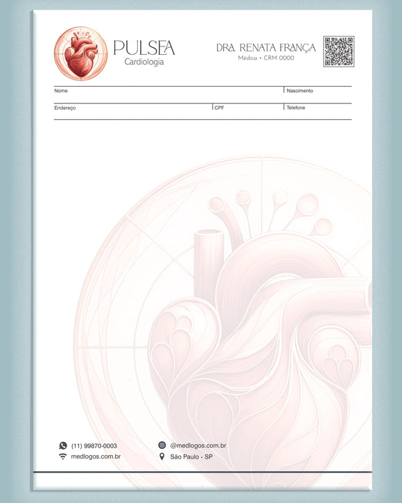 Blocos de receituário para cardiologia, impressão premium.