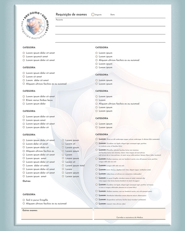 Solicitação de exames personalizada para alergologia e imunologia, arte exclusiva e impressão de alta qualidade
