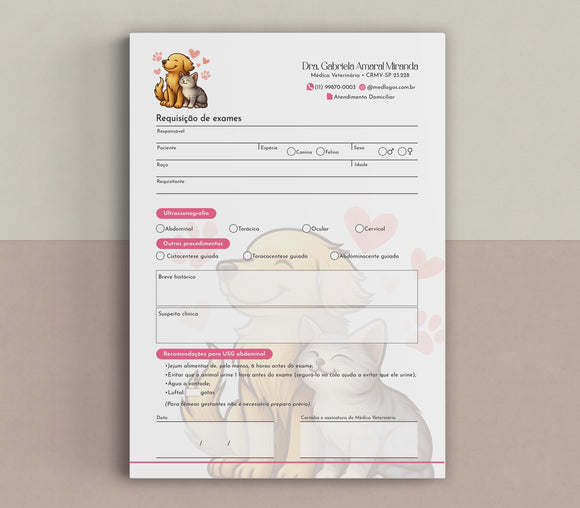 Solicitação de exames de ultrassonografia e imagem veterinária
