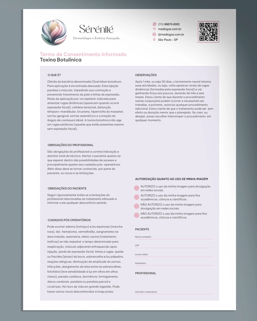 Termo de consentimento para toxina botulínica (Botox)
