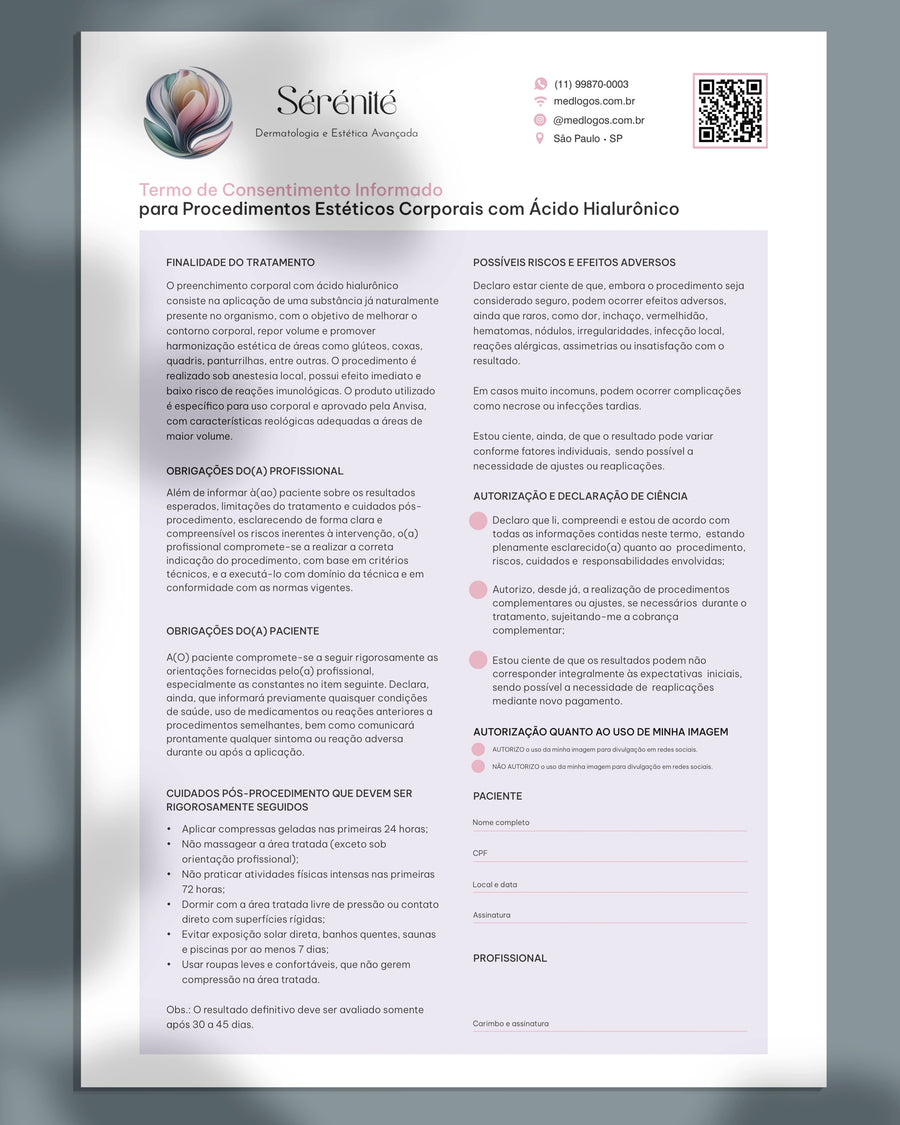 Termo de consentimento para harmonização corporal
