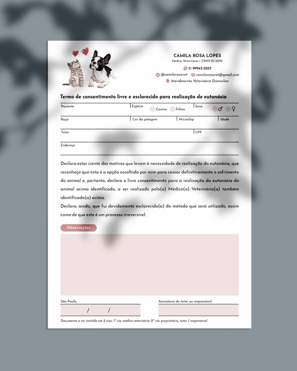 Termo de eutanásia veterinária