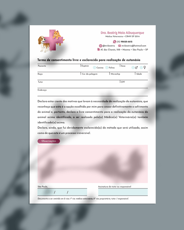Termo de eutanásia veterinária