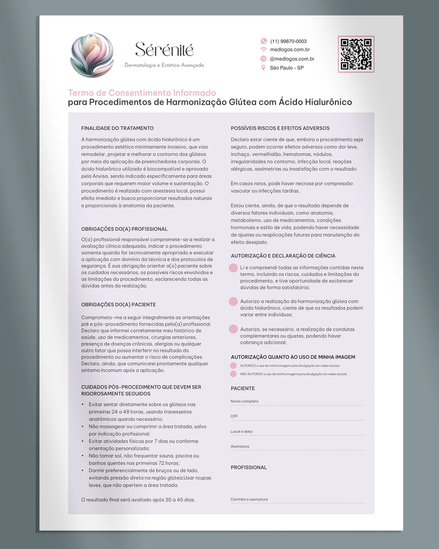 Termo de consentimento para harmonização glútea