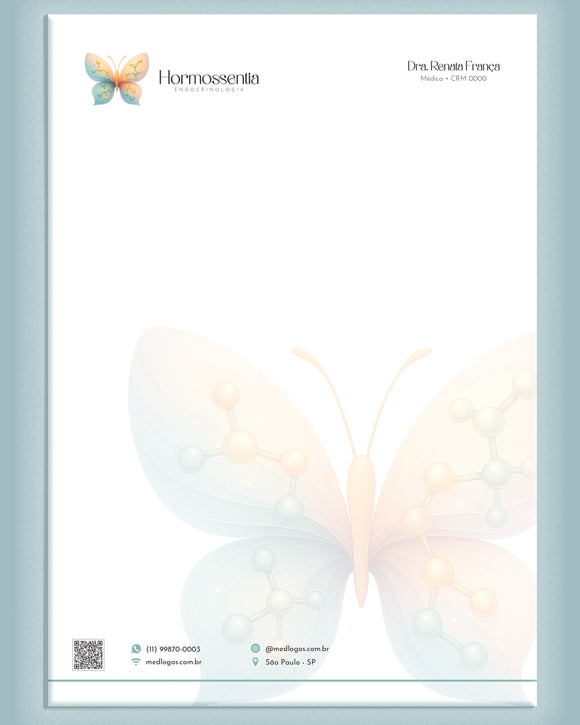 Papel timbrado A4 endocrinologia - impressão premium e layout profissional para médicos.