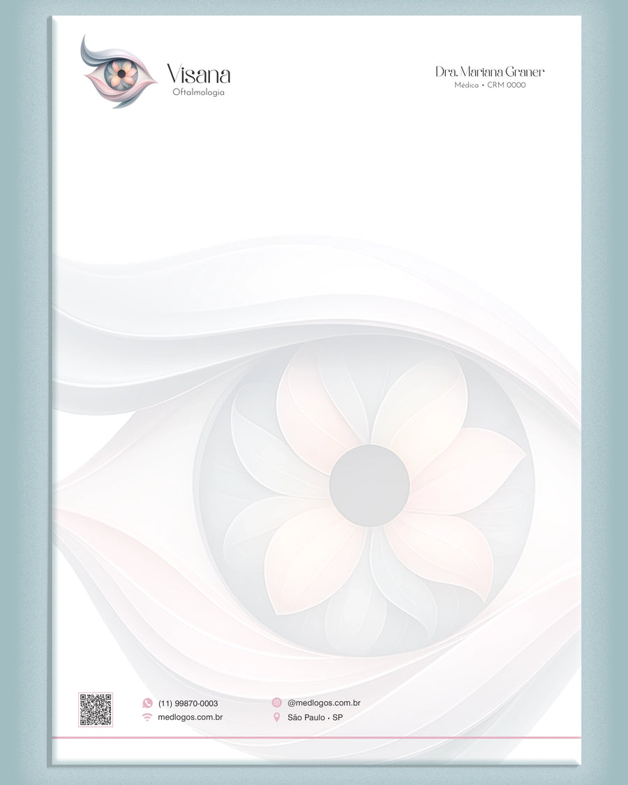 Papel timbrado médico oftalmologia A4 - impressão premium de papelaria médica.